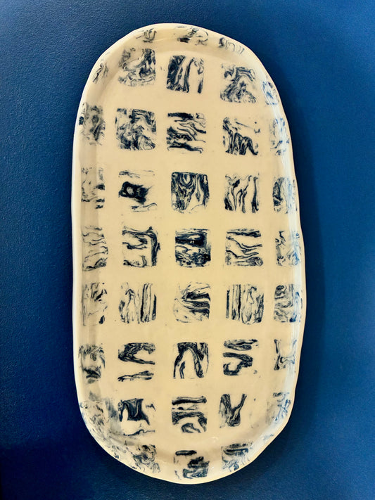 Wavy Navy Tiled Nerikomi Tray
