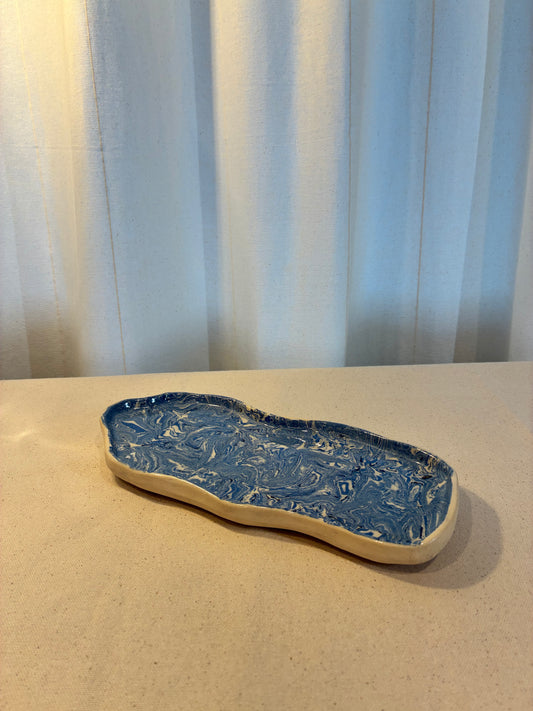 Blue Flow Nerikomi Long Tray