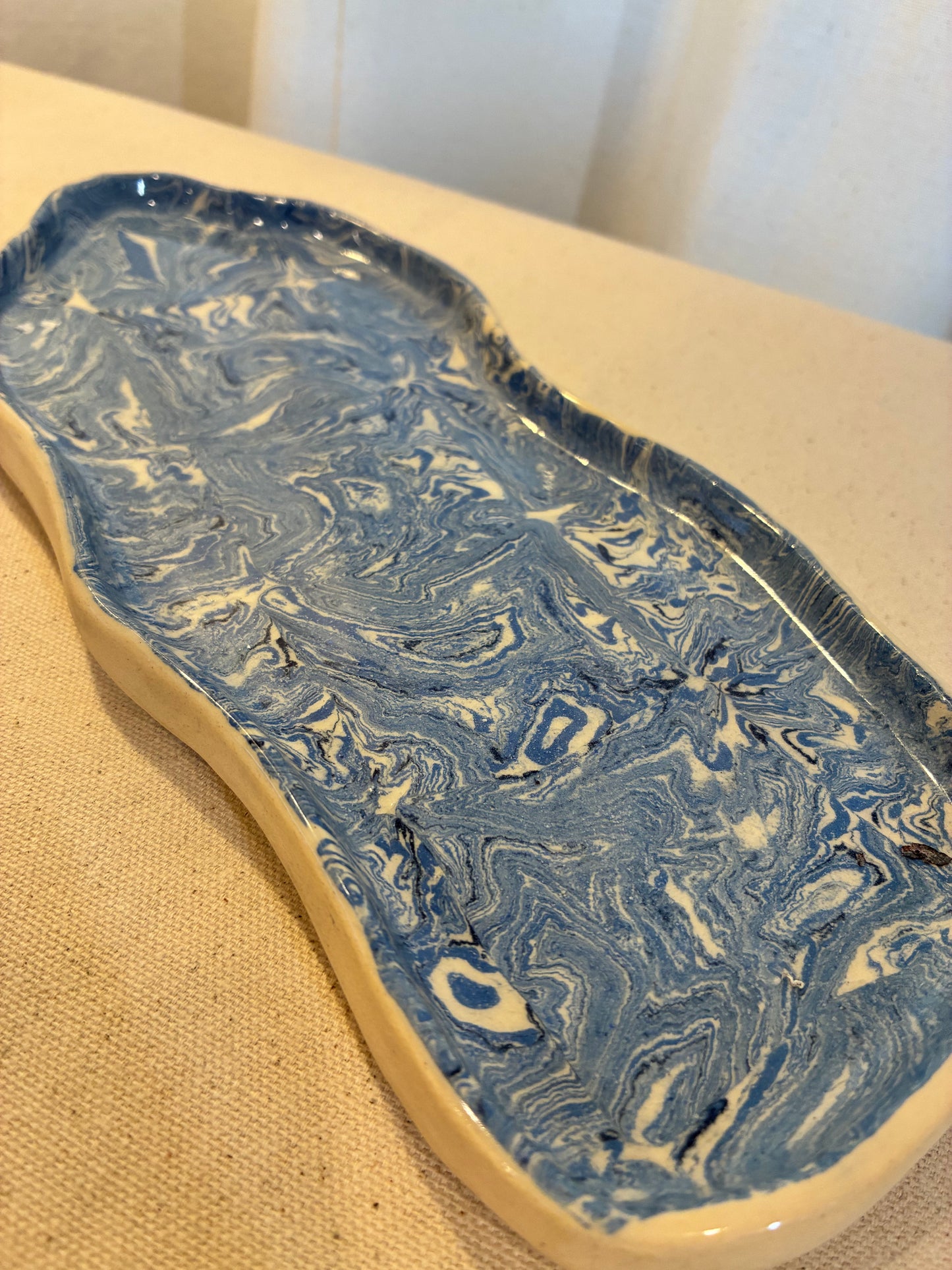 Blue Flow Nerikomi Long Tray