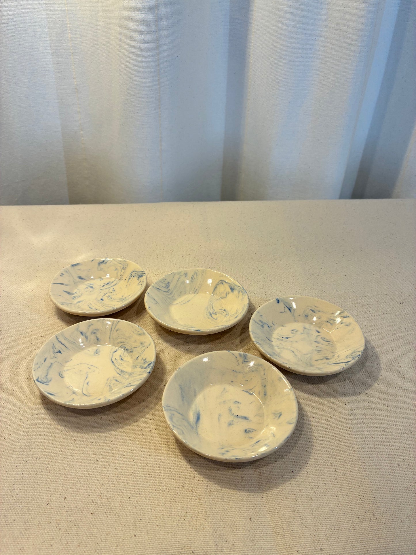 Set of 5 Blue Flow Nerikomi Baby Bowls