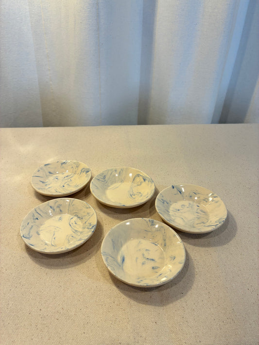 Set of 5 Blue Flow Nerikomi Baby Bowls