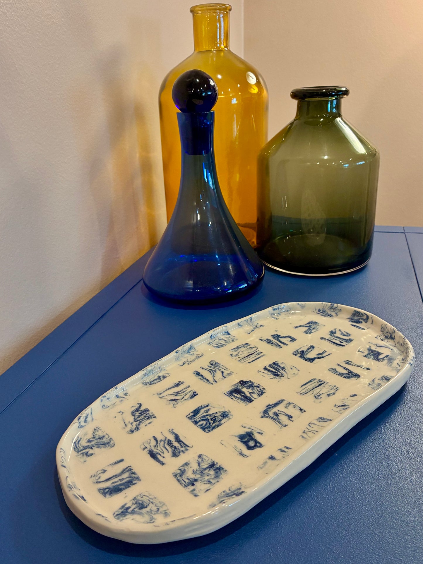 Wavy Navy Tiled Nerikomi Tray