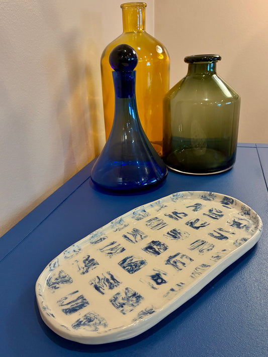 Wavy Navy Tiled Nerikomi Tray