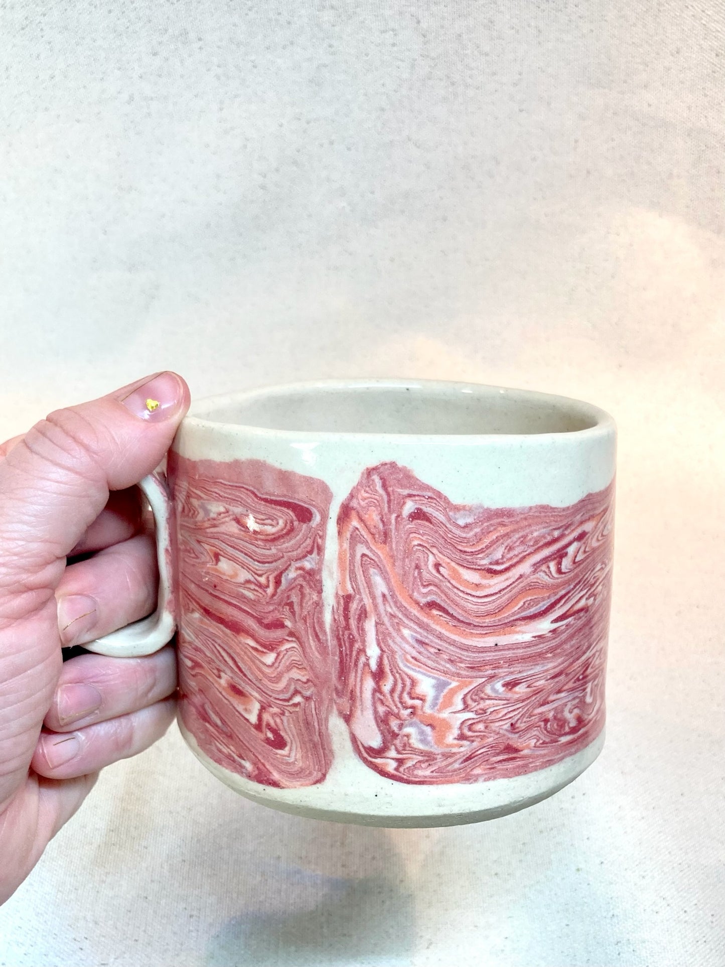 Blush Nerikomi Ring Handle Mug