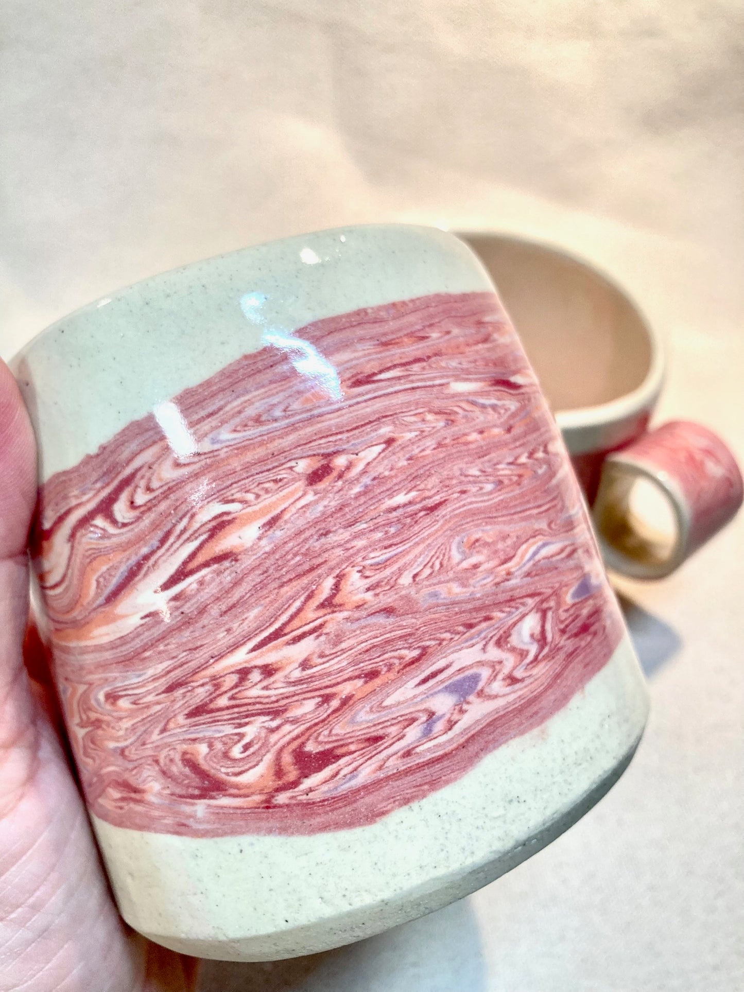 Blush Nerikomi Ring Handle Mug